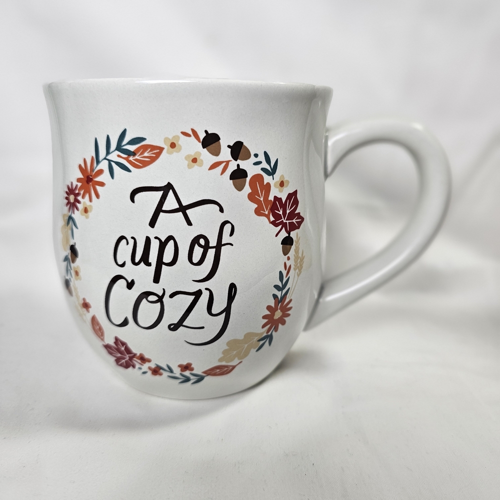 Cozy Autumn Mug - White with Multicolor Design